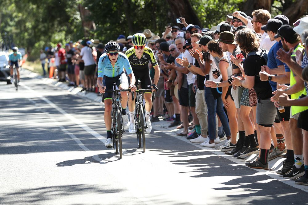 Chris Harper (Team BridgeLane) and Cameron Meyer (Mitchelton-Scott) distanced Freiberg on the last climb