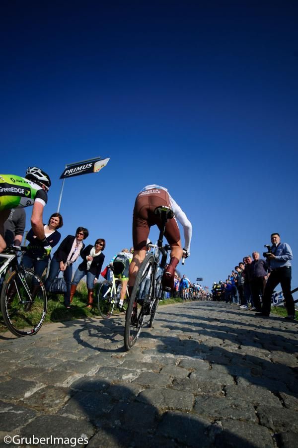 Holding on: the back of the peloton