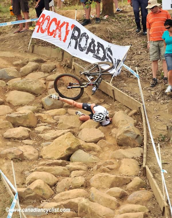 Karen Hanlen went down hard in the rocks