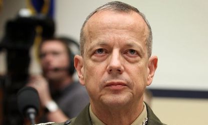 Gen. John Allen testifies on Capitol Hill in March: Allen, who was scheduled to be promoted to head of U.S. European Command, is under investigation for emails he exchanged with Jill Kelley, 