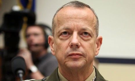 Gen. John Allen testifies on Capitol Hill in March: Allen, who was scheduled to be promoted to head of U.S. European Command, is under investigation for emails he exchanged with Jill Kelley, 