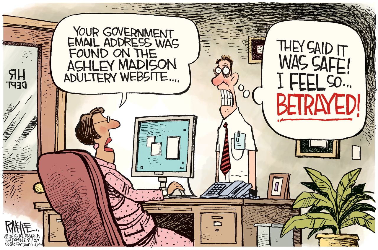 Editorial cartoon U.S. Ashley Madison Hack