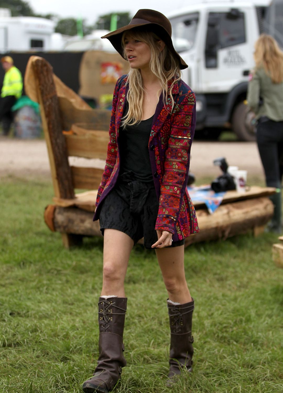 Sienna Miller attends day 2 of the 2013 Glastonbury Festival at Worthy Farm on June 28, 2013 in Glastonbury, England.