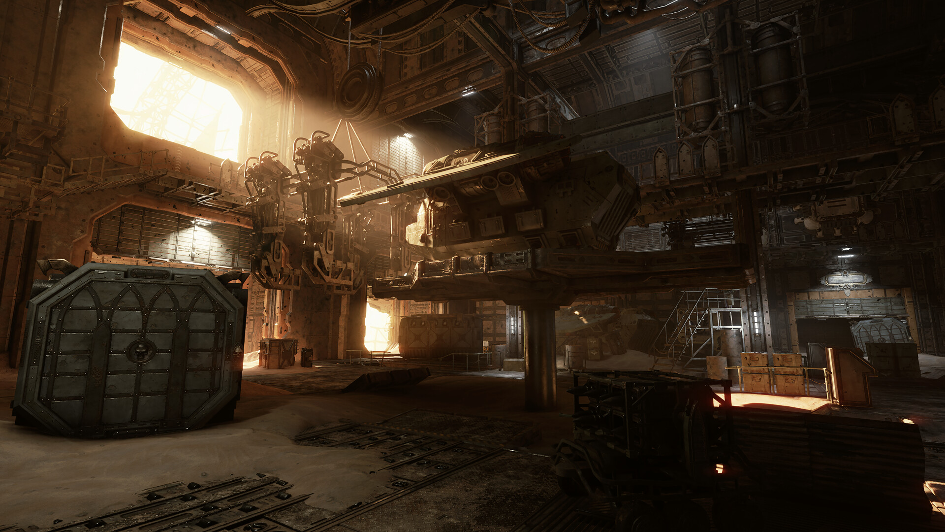 A hanger on the outskirts of the Hive City