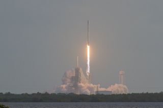 A SpaceX Falcon 9 rocket launches the NROL-76 spy satellite on a classified mission for the National Reconnaissance Office on May 1, 2017. The mission launched from Pad-39A at NASA's Kennedy Space Center in Cape Canaveral, Florida.