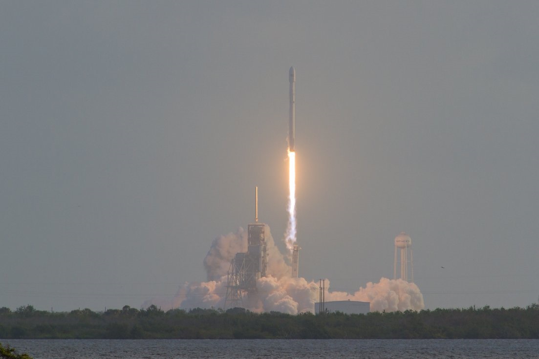 A SpaceX Falcon 9 rocket launches the NROL-76 spy satellite on a classified mission for the National Reconnaissance Office on May 1, 2017. The mission launched from Pad-39A at NASA&#039;s Kennedy Space Center in Cape Canaveral, Florida.