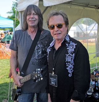 Pat Travers (left) and Rick Derringer performs during the 2012 Bourbon Street Blues Festival at Lebanon Township Memorial Park on May 19, 2012 in Califon, New Jersey.