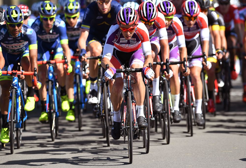 Philipp Walsleben on the front during stage 1 at the Belgian Tour