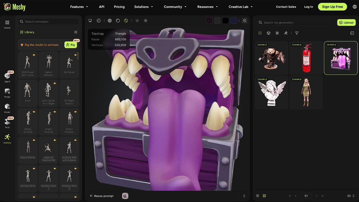 Screens of a 3D modelling AI app