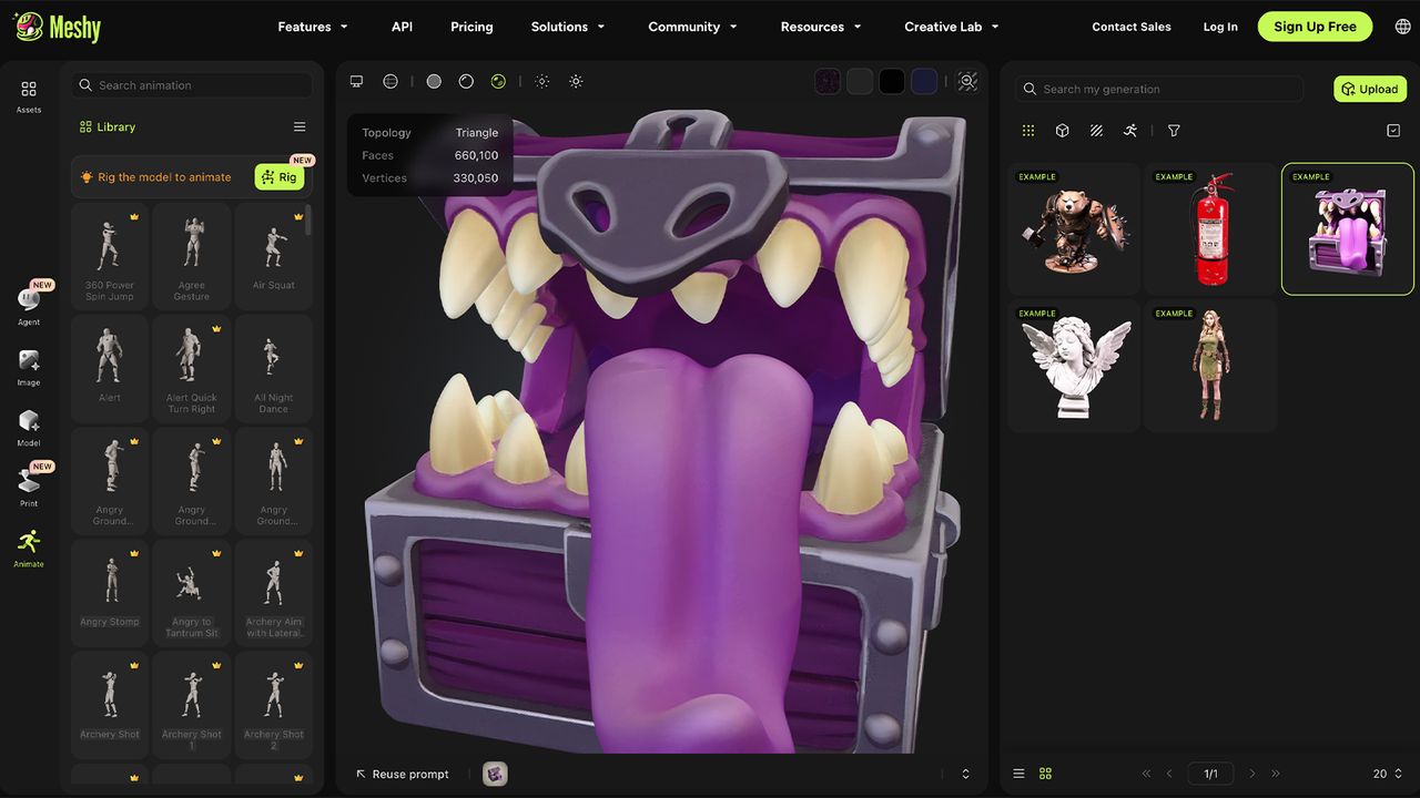 Screens of a 3D modelling AI app