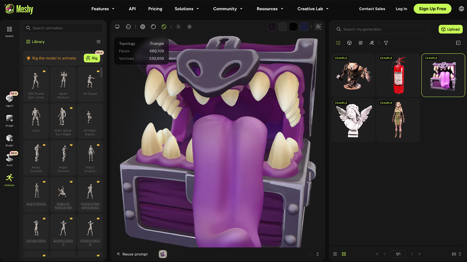 Screens of a 3D modelling AI app