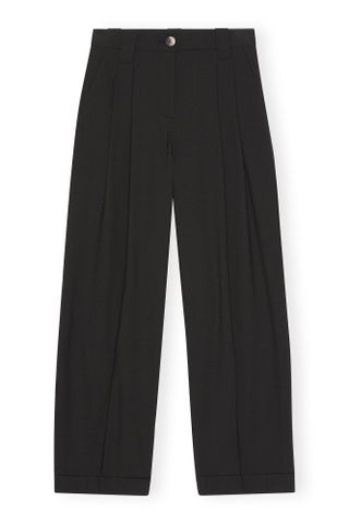 GANNI, Black Drapey Melange Pleat Trousers