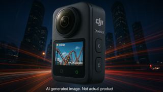 AI image of Osmo 360 in front of night time city