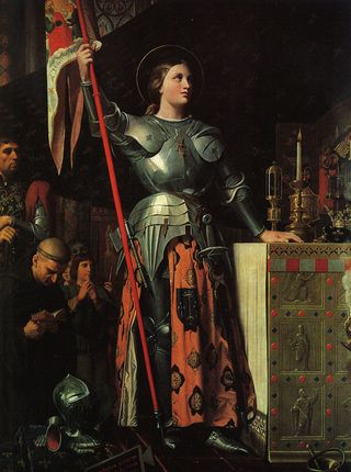 Jean Auguste Dominique Ingres painted 'Joan of Arc on Coronation of Charles VII in the Cathedral of Reims' in 1854. The painting is in the Louvre Museum in Paris.