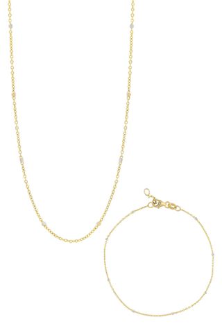 Bony Levy Mykonos 14K Gold Cube Box Chain Necklace & Bracelet Set
