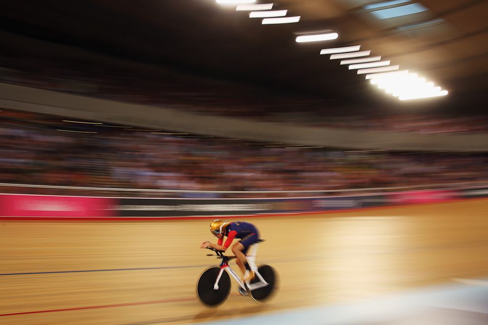 Bradley Wiggins during his successful UCI Hour Record ride.