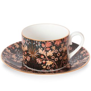 tea cup with saucer and hyacinth flowers