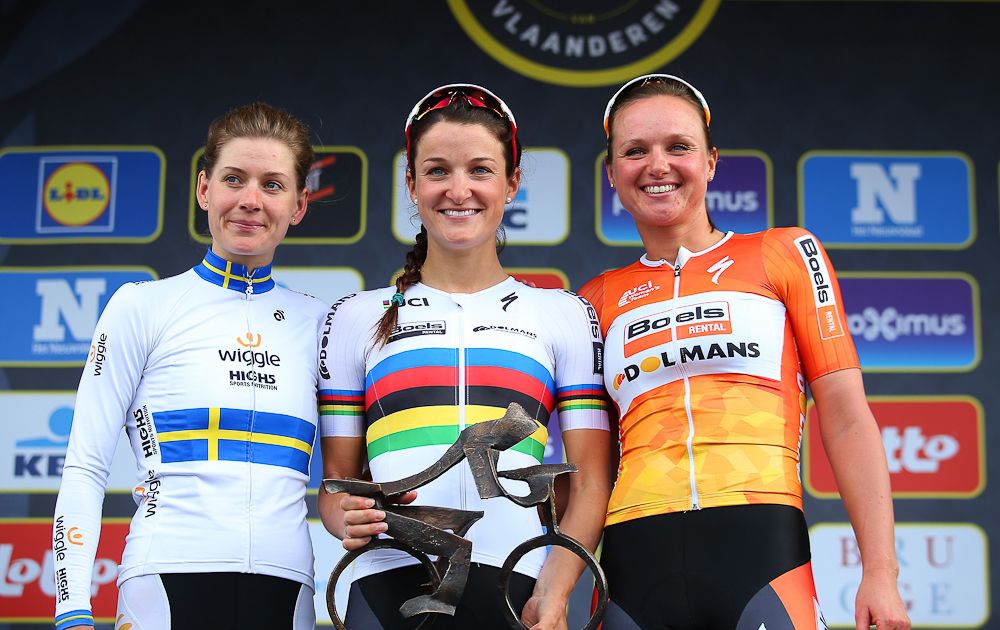 Emma Johansson (Wiggle High5), Elizabeth Armitstead (Boels Dolmans Cycling Team) and Chantal Blaak (Boels Dolmans Cycling Team)