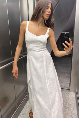 Zara, 100% Linen Midi Dress