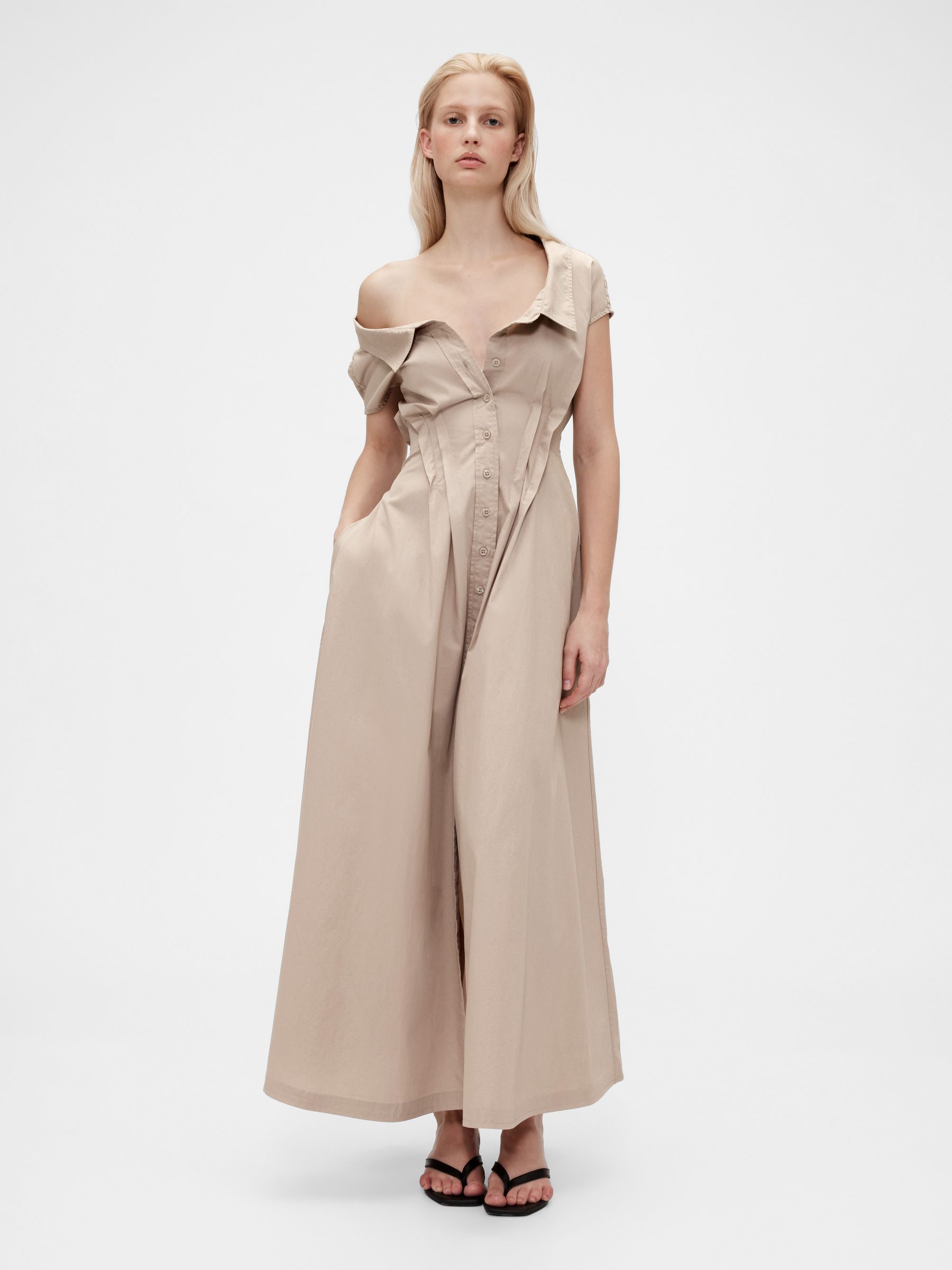 Gapstudio Beige Poplin Maxi Shirt Dress