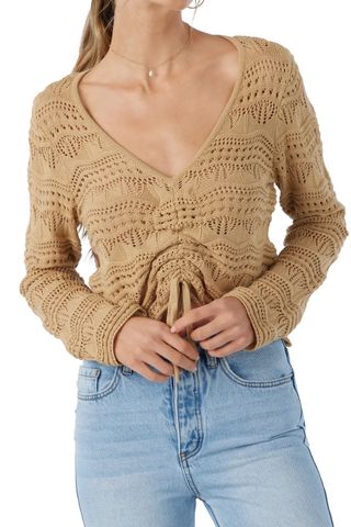 O'Neill Harbor Open Stitch Cinch Front Sweater
