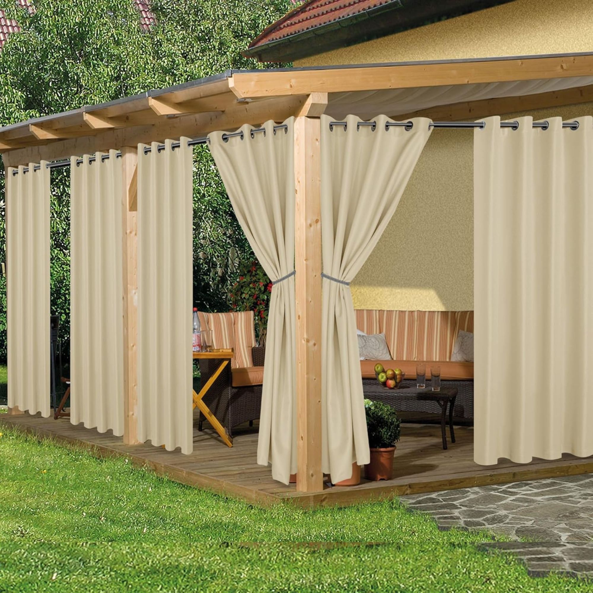 Cream patio curtains