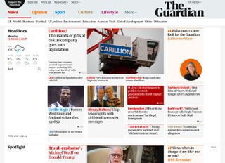The Guardian homepage