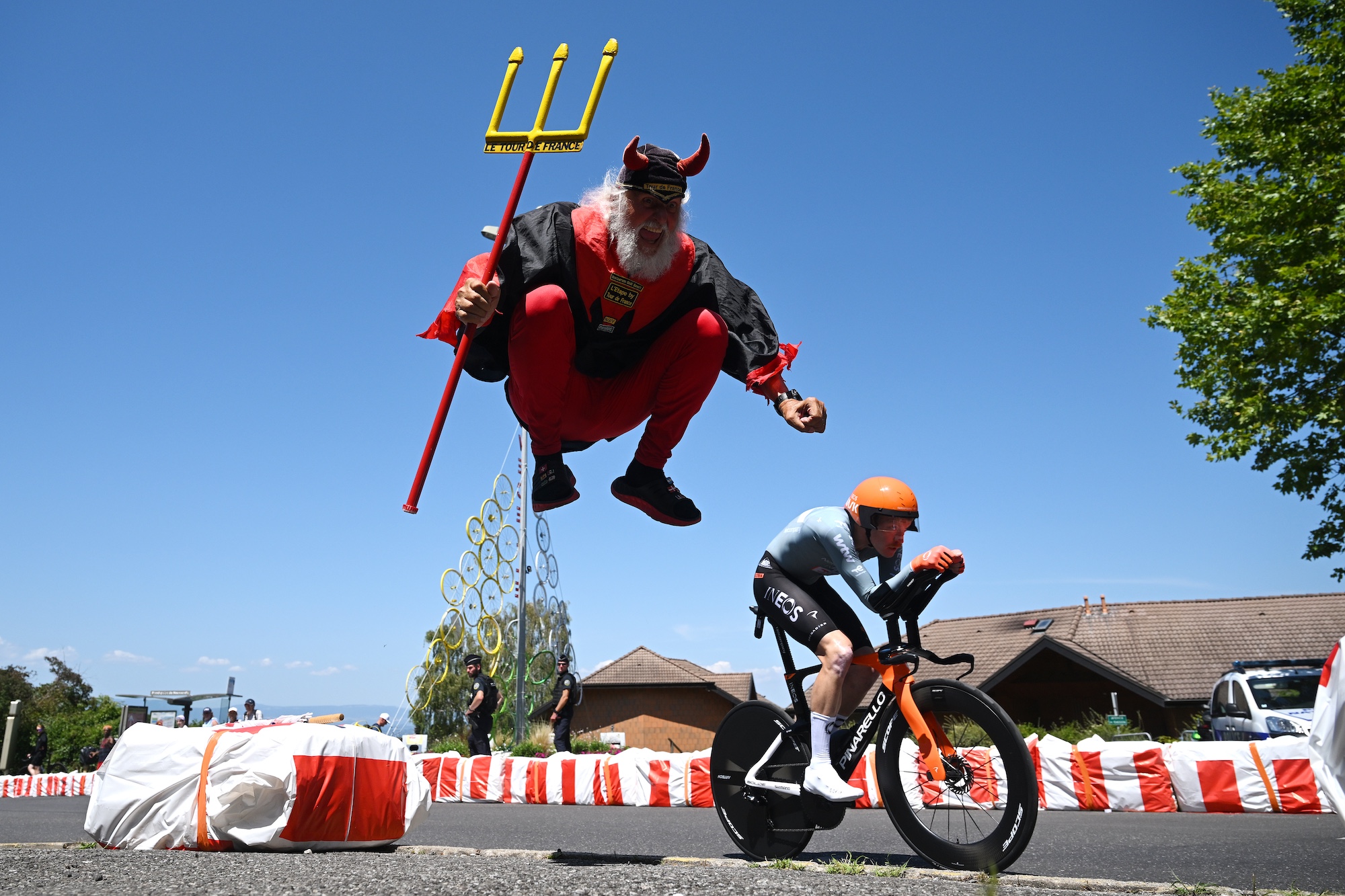 Dorian Godon (Netcompany INEOS) Cycling Team with Didi the Devil during stage 16 of the Tour de France (Photo by Dario Belingheri/Getty Images)