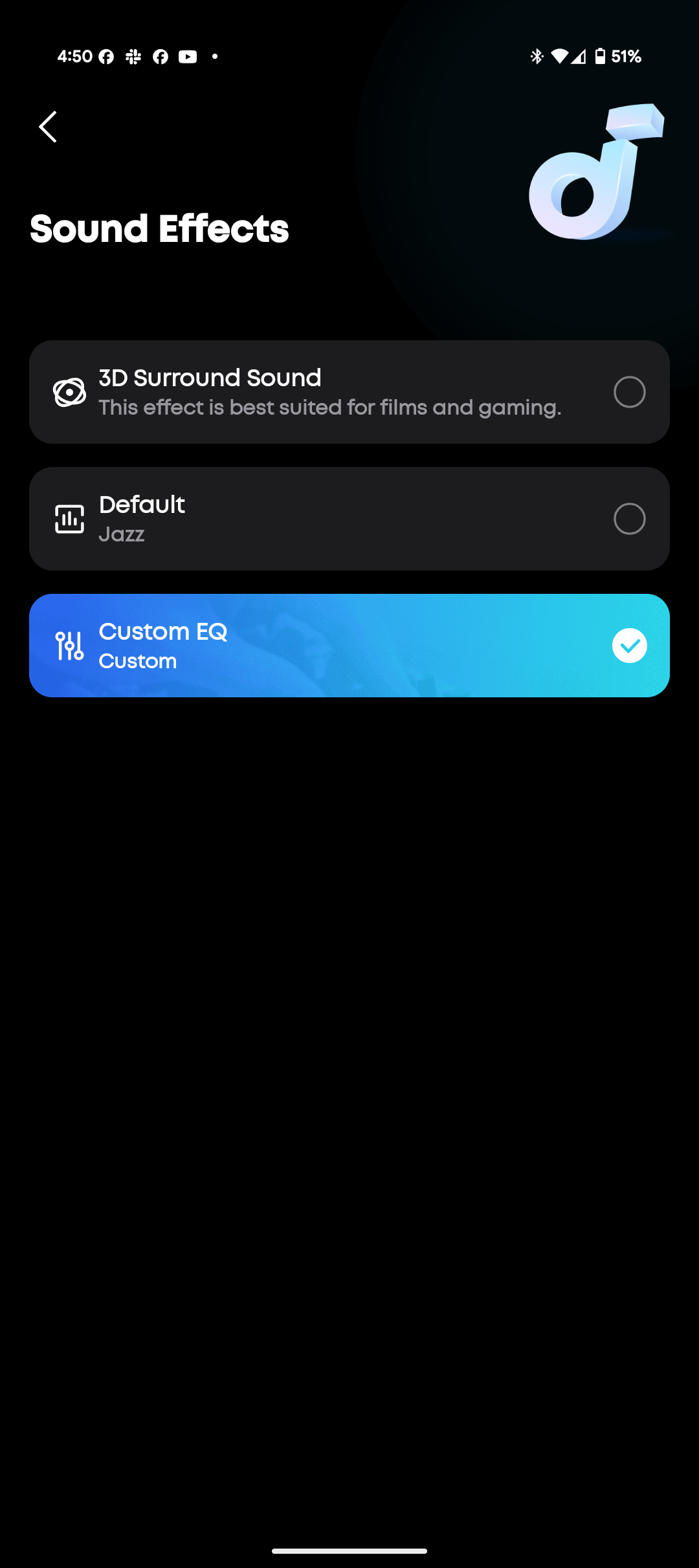 Soundcore AeroFit 2 app Sound Effects settings