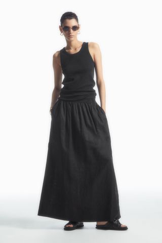 Linen A-Line Maxi Skirt