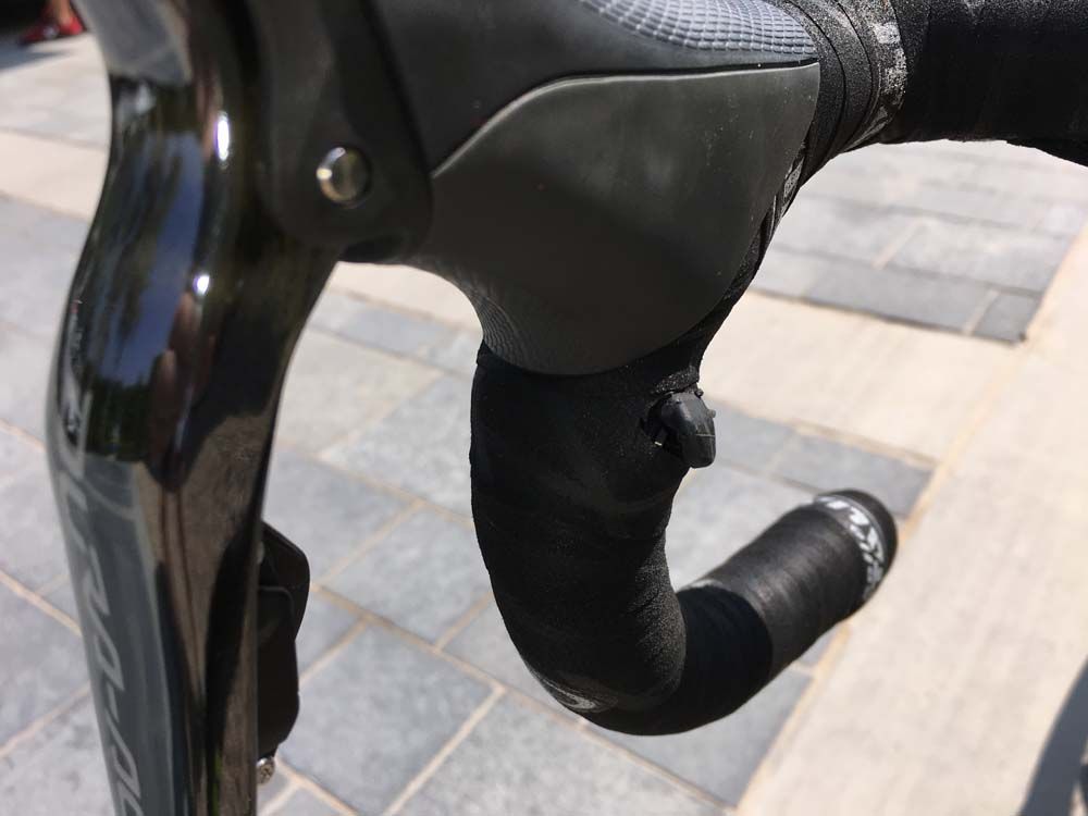 Pozzato has a sprinter changer below his right lever