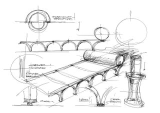 A detailed sketch of the 'Ernest Bed' by Gwenaël Nicolas