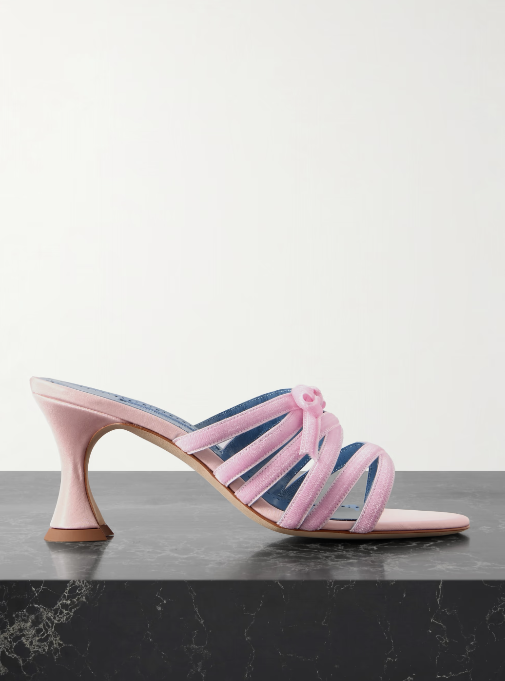 Manolo Blakhnik Clementel 70 velvet-trimmed satin mules