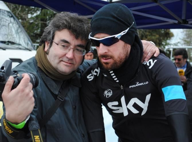 Bradley Wiggins (Sky) wasn't very happy about getting a shared selfie with a fan.