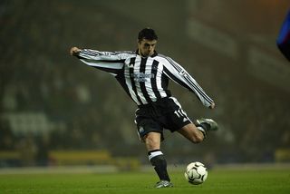 Gary Speed of Newcastle United during the FA Barclaycard Premiership match between Blackburn Rovers and Newcastle United at Ewood Park on February 11, 2004 in Blackburn, England.