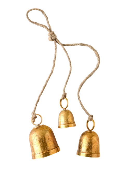 Etched Brass Hanging Bells