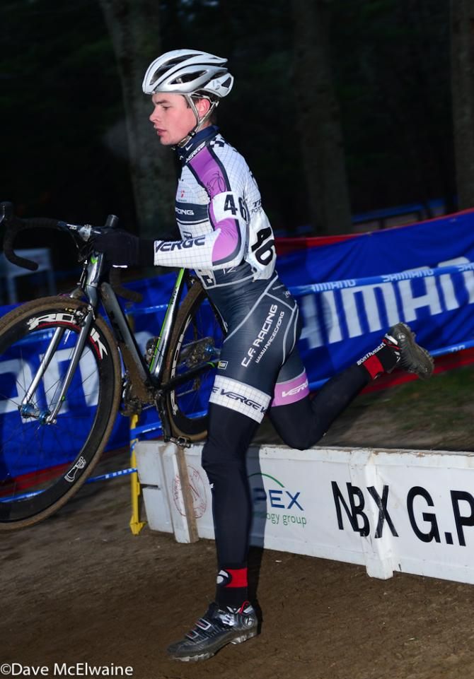 Manny Goguen (C.F. Racing p/b Trek Portsmouth) running the barriers.