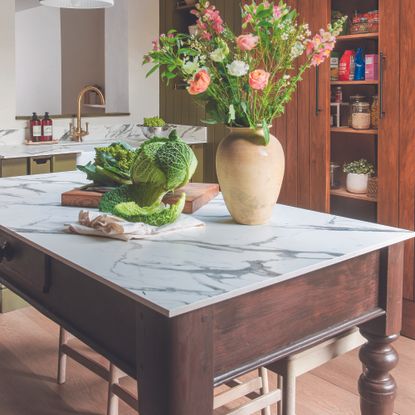 Prep table in kitchen