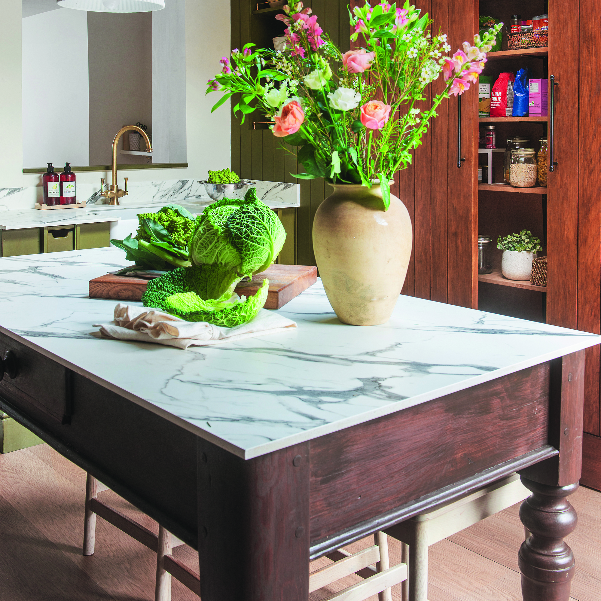 Prep table in kitchen