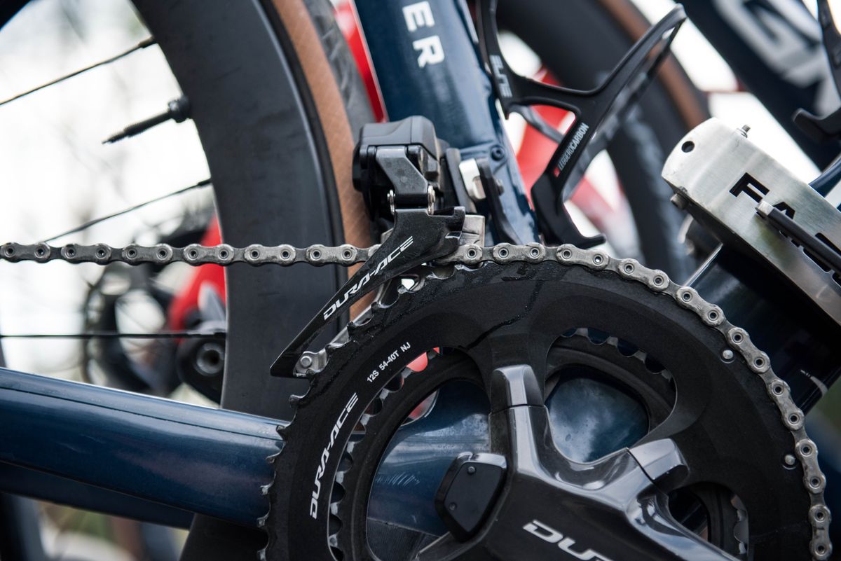 A close up of Michal Kwiatkowski's Pinarello Dogma F