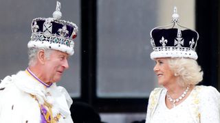 King Charles and Queen Camilla on the balcony of Buckingham Palace during the Coronation