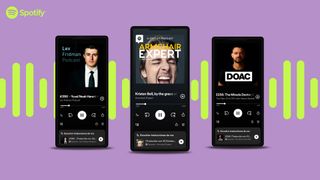 Three phones with the new Spotify Voice Translation feature on screen
