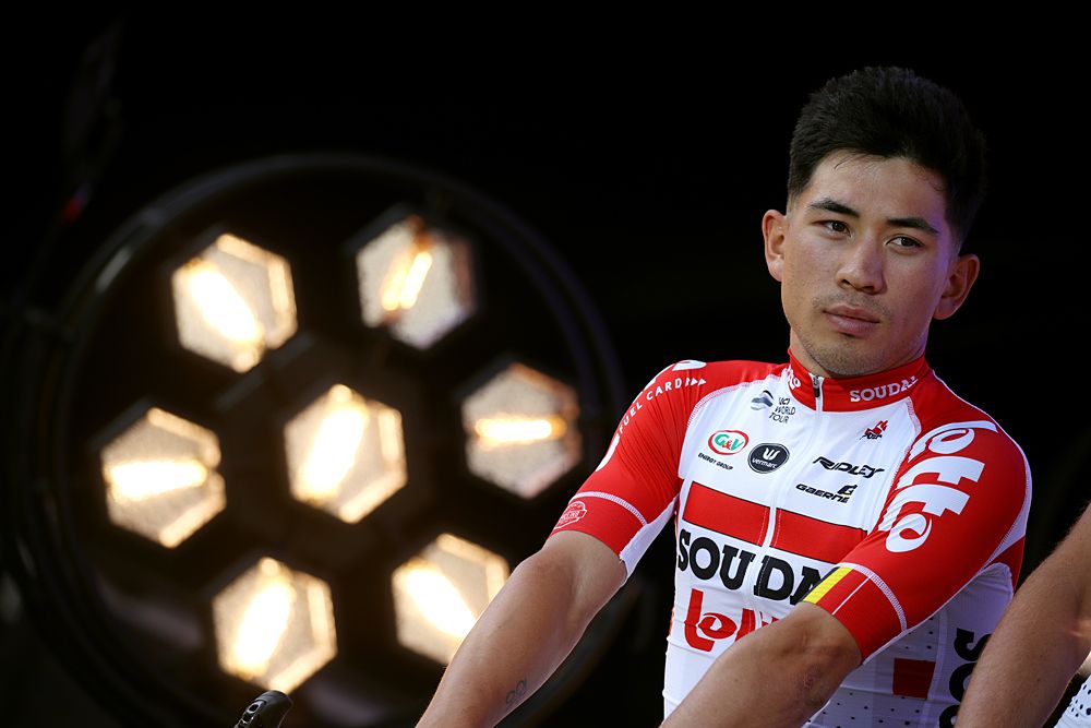 Calen Ewan (Lotto Soudal) on stage at the Tour de France presentation in Brussels