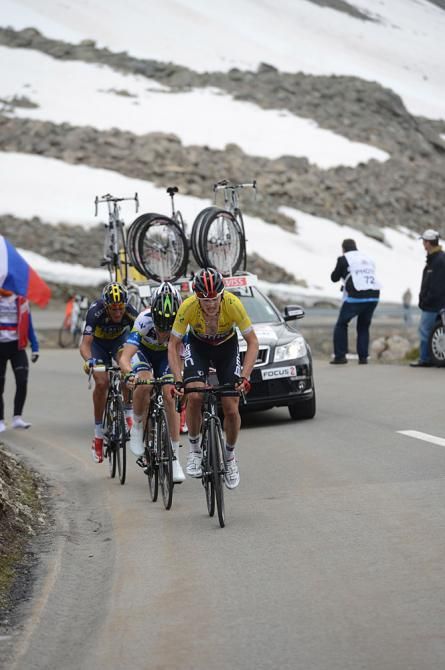 Mathias Frank (BMC) climbs a pass