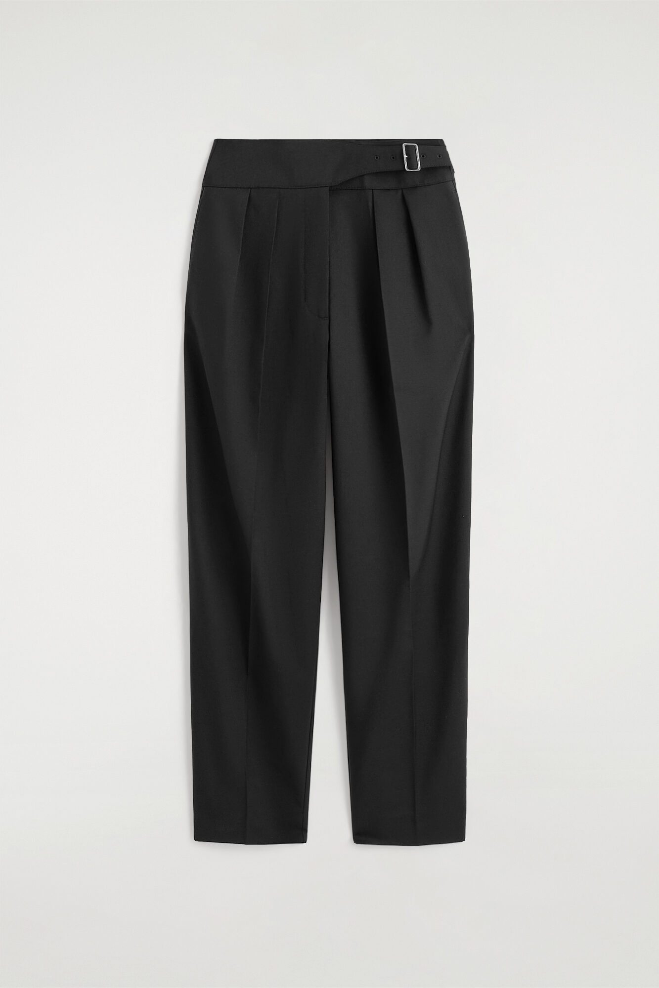 Cummerbund-Waist Barrel-Leg Pants