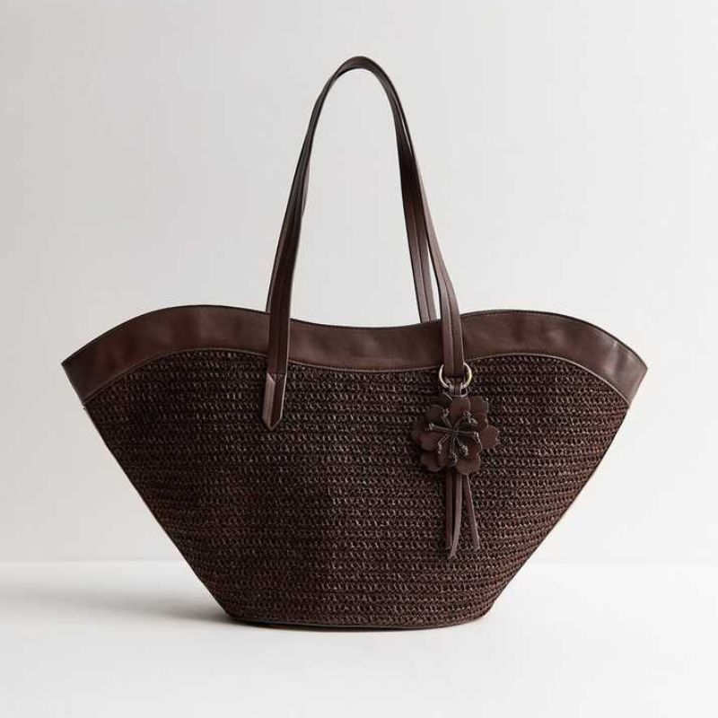 New Look , Curved Woven Tote Bag