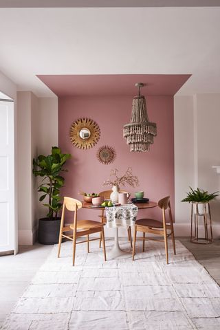 light pink dining room