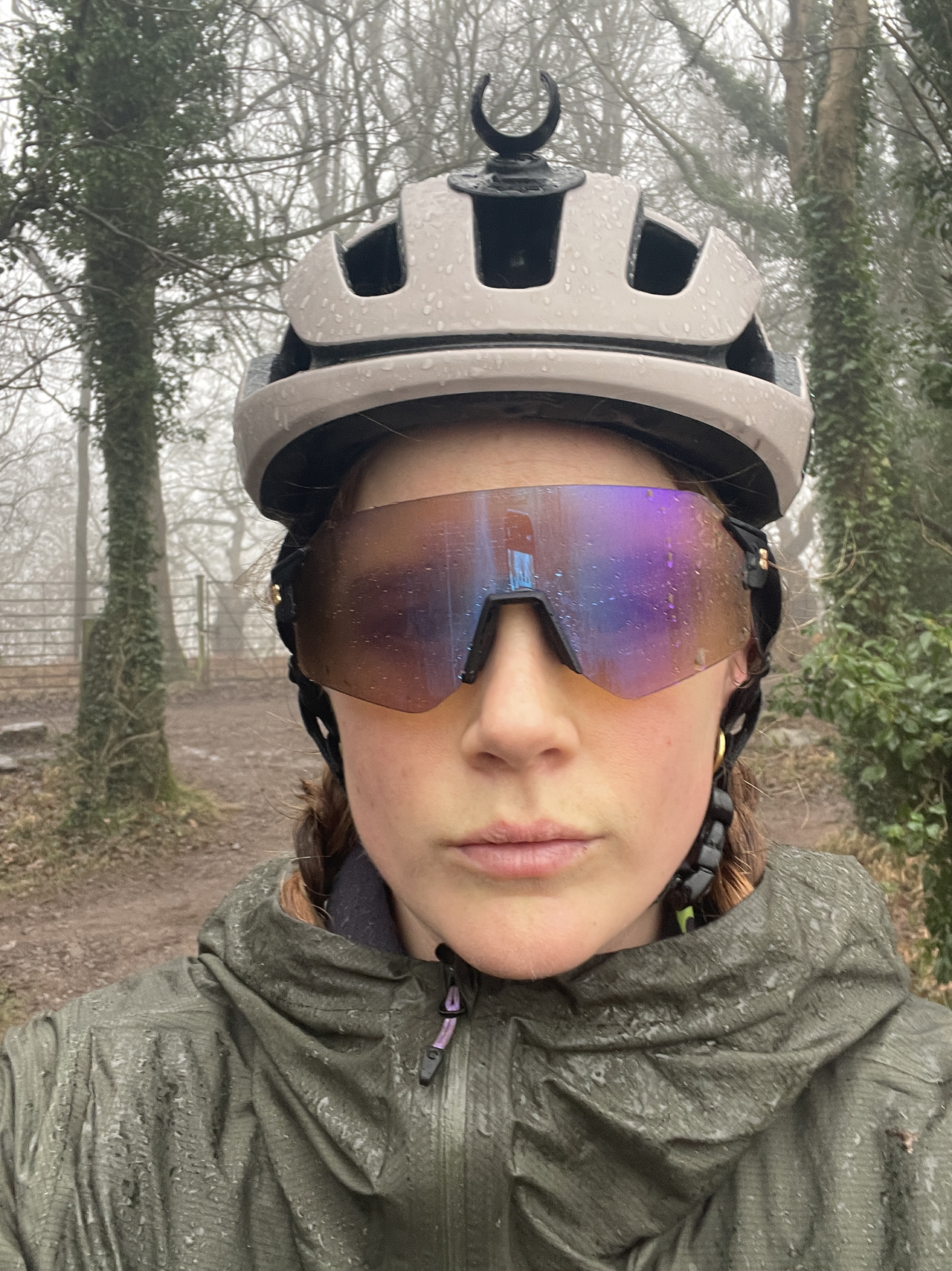 A foggy pair of cycling glasses
