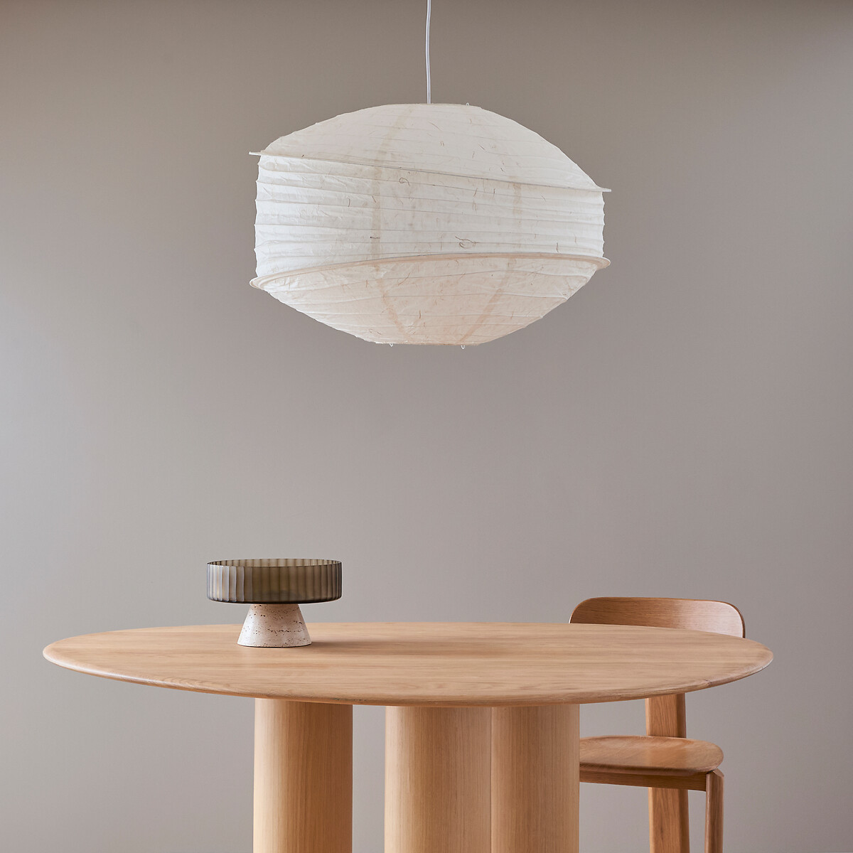 Nassah Pendant Light in Textured Paper, Diameter 68cm