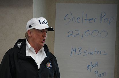 Trump visits Texas Department of Public Safety Emergency Operations Center in Austin, Texas.